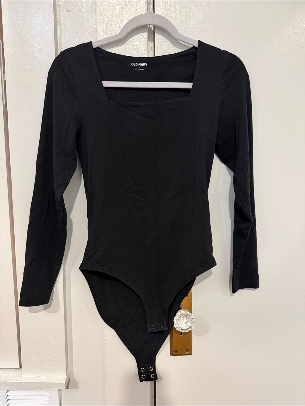 Old Navy Black Long Sleeve Square Neck Bodysuit